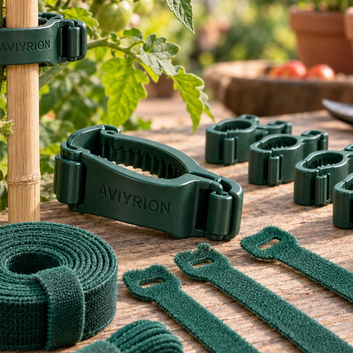 Plant Clips & Soft Ties Set detail with Aviyrion branding
