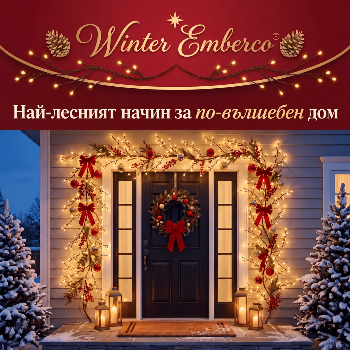 Светещ клон за стена с LED лампички