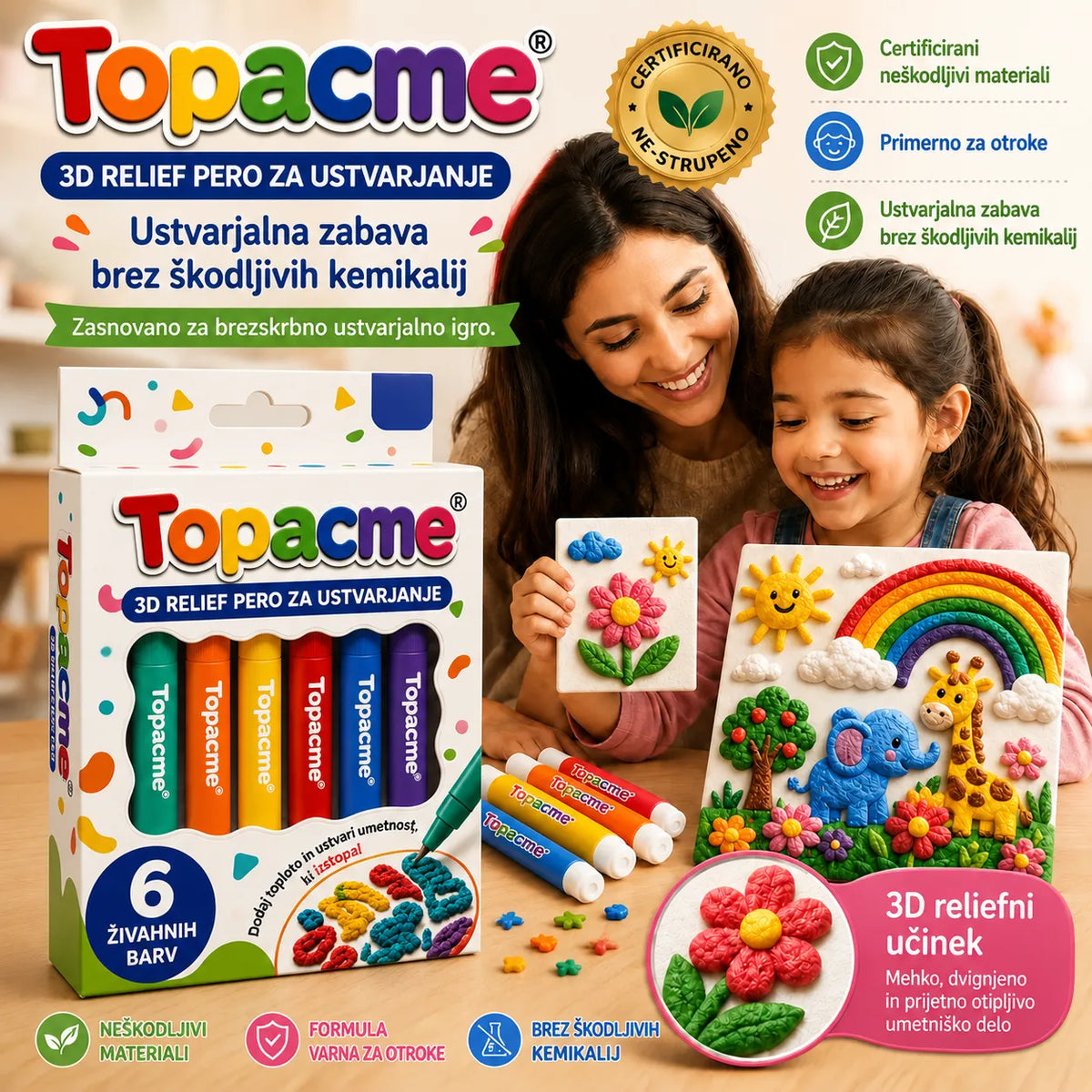 Topacme® 3D писалка за релефно изкуство – превърнете рисунките в осезаеми 3D творби 🪄