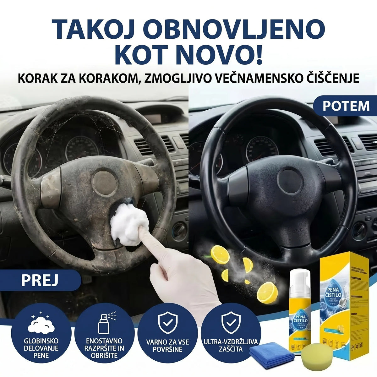 ⏳ ПОСЛЕДЕН ДЕН –80% 💥 4 в 1 многоензимна почистваща пяна — препарат за петна без търкане за автомобил и дом ✨